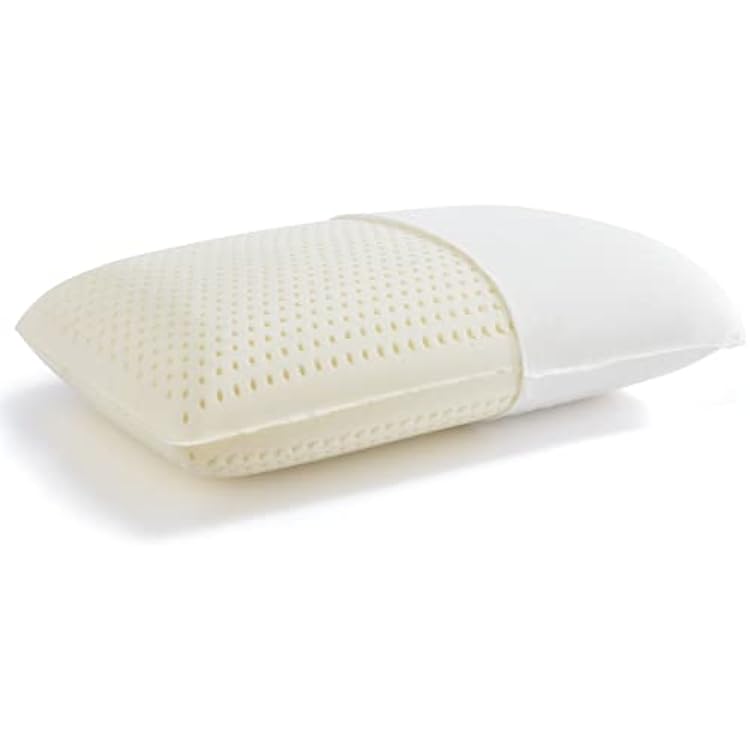 JOTOM Talalay Natural Latex Pillow Sleeping Bed Pillow, Medium Firmness Latex Pillow for Side, Back, and Stomach Sleepers, Removable Breathable Cotton Cover 1, Standard Mid Loft
