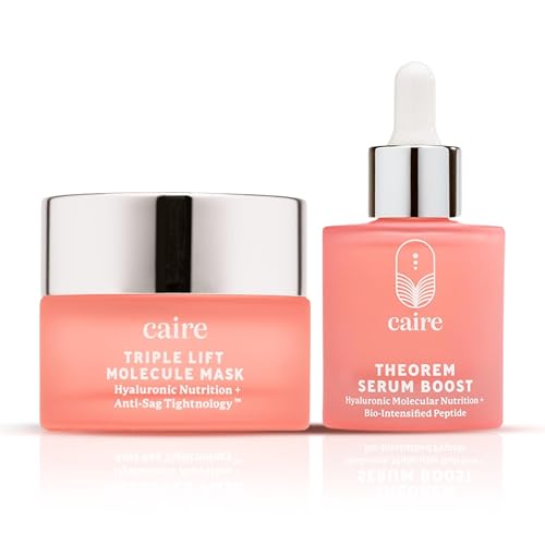 Caire Own Your Age Anti-Aging Hyaluronic Acid Serum & Face Lift Mask Bundle | Wrinkle Fighting, Skin Lifting for Face, Neck, Eyes & Chest | 30ml  40ml