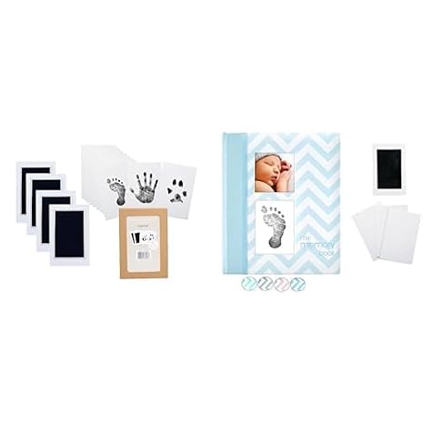 Pearhead Keepsake Bundle - Ink Pad Kit & Blue Chevron Memory Book