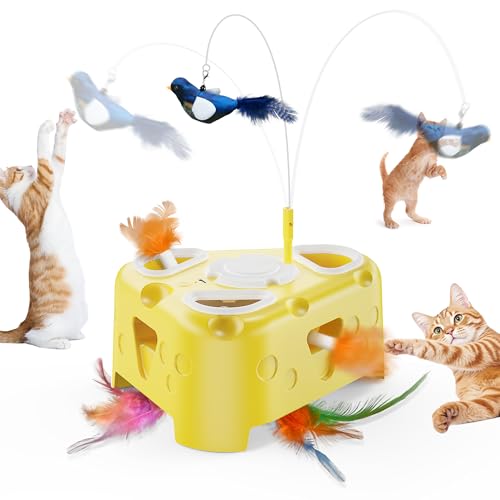 3-in-1 Automatic Cheese-Shaped Interactive Cat Toy