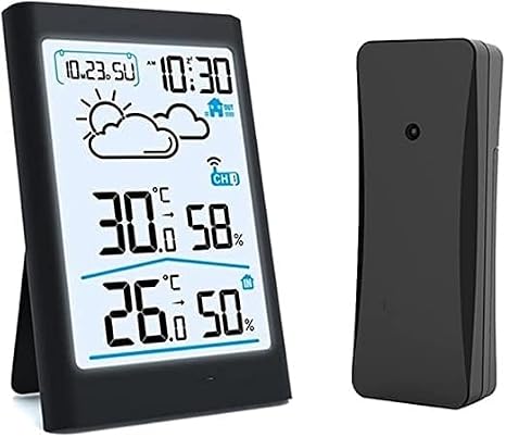 Smart Wireless Weather Station Big LCD Digital in/Outdoor Thermometer Hygrometer Remote Sensor Alarm Time Clock Weather Forecast