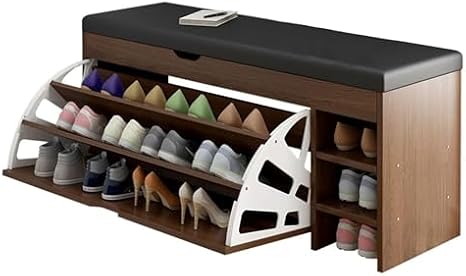 Shoe Bench Entryway, Storage Bench with Hidden Storage, Entryway Bench with Cushioned Seat, Adjustable Shelf, Shoe Rack Bench with Flip-Open Storage Box, for Entryway Living Room Dining Room