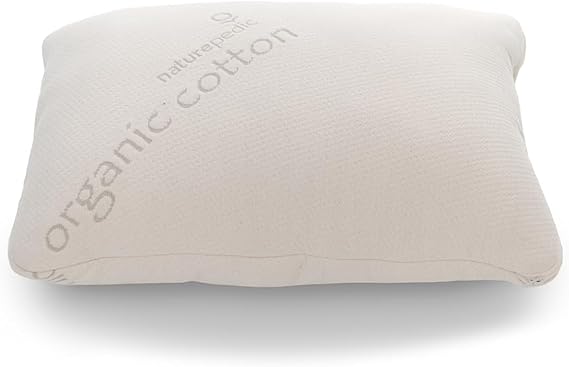 Naturepedic Organic Latex Pillow - Standard Bed Pillow with Medium Comfort - Luxury Pillow with Adjustable Fill for Comfortable Sleeping, Back Support and Neck Pain Relief
