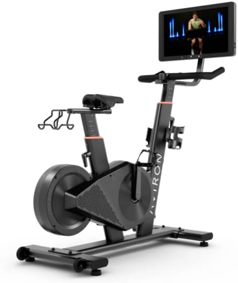 Aviron Fit Bike S with 22" HD Touchscreen. Access to Game-Based Workouts, Streaming, and Classes. 1500W Electromagnetic Resistance, Freewheel, Compact Design, Black