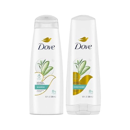 Dove Clarifying Shampoo & Conditioner Set, Nourish & Clarify Moisturizing Hair Care with Aloe Vera & Tea Tree Oil, 12 Oz Ea