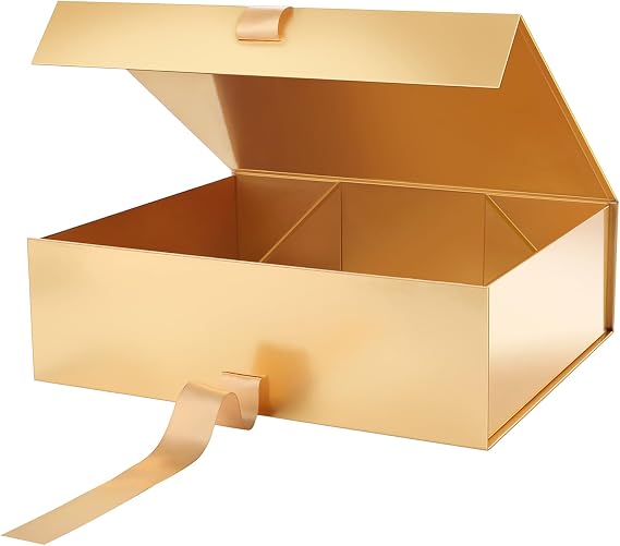 PACKHOME Extra Large Gold Gift Boxes Ribbon Magnetic Lids 17x14.5x5.5in
