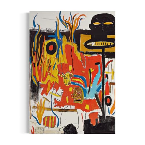 Canvastoria Jean-Michel Basquiat Rubber 1985 Canvas Print | Abstract Graffiti Art Poster | Neo-Expressionist Wall Decor | Framed or Unframed
