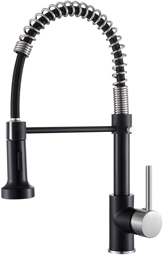OWOFAN Kitchen Faucet with Pull Down Sprayer Brushed Nickel&Black