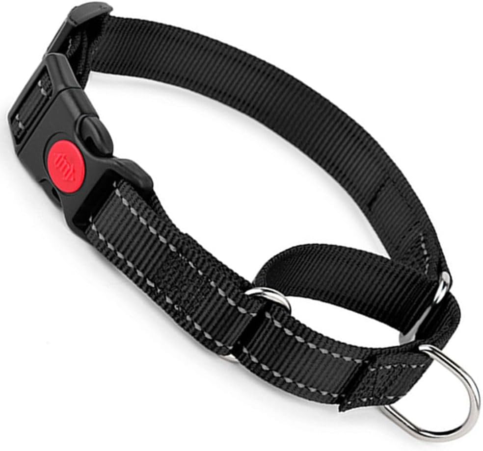 Martingale Collar for Dogs with Buckle, Reflective Dog Choke Collar Escape Proof No Pull Cinch Dog Training Collars Adjustable for Small Medium Large XL Breed Pet Dogs, Black L