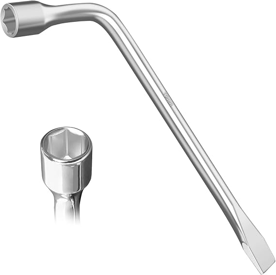 19mm Tire Iron Lug Wrench: L-type Lug Nut Wrench with Hexagon Socket and Tire Bar, Car Spare Tire Repair Tool