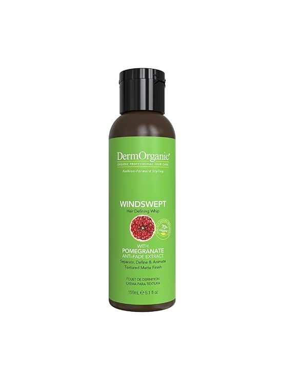 DermOrganic Organic Styling Hair Products, Windswept Hair Defining Whip - Separates, Animates, Defines Textured Styles, Matte Finish, 5.1 Fl Oz