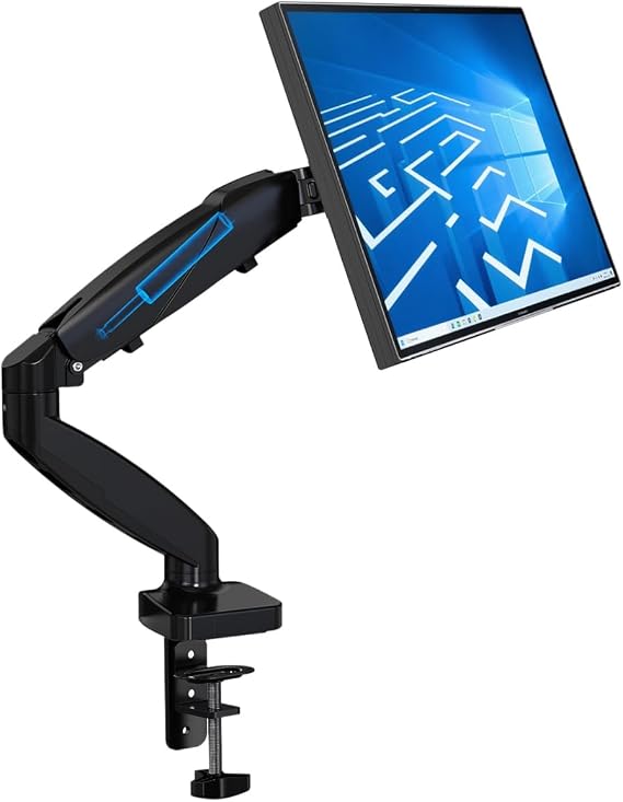 Single Monitor Arm Mount for 13-32 Inch Screens | Gas Spring Adjustable Stand VESA 75x75/100x100, Clamp & Grommet Base, Holds Up to 20 lbs LCD Monitors, Ergonomic Desk Mount