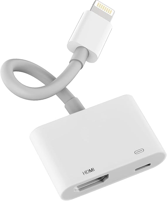 [Apple MFi Certified] HDMI to Lightning Adapter, No Power Needed Digital AV Adapter 1080P Screen Converter with Lightning Charging Port Compatible for iPhone to Projector/Monitor/TV, Plug & Play