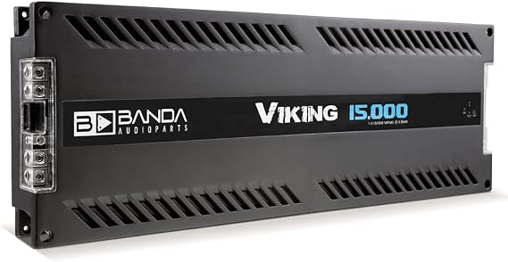 Banda Audioparts Viking 15000 Car Audio Amplifier Mono Block 1 Channel 15000W RMS 1 Ohm Stable High Power Aluminum Chassis Subwoofer Woofer Car Audio Amp