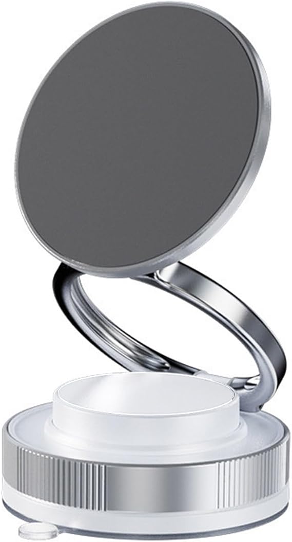 Magnetic Car Phone Mount - 360 Adjustable, Ultra-Strong Suction Cup & N58 Magnets, Universal for Dashboard/Windshield, 7kg Load, White
