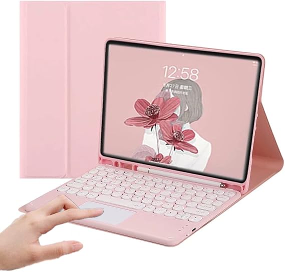 Galaxy Tab S10 Lite/S10 FE/S9 FE/Tab S9 Keyboard Case with Touchpad, Detachable Magnetic Case with Keyboard and S Pen Holder (Pink)
