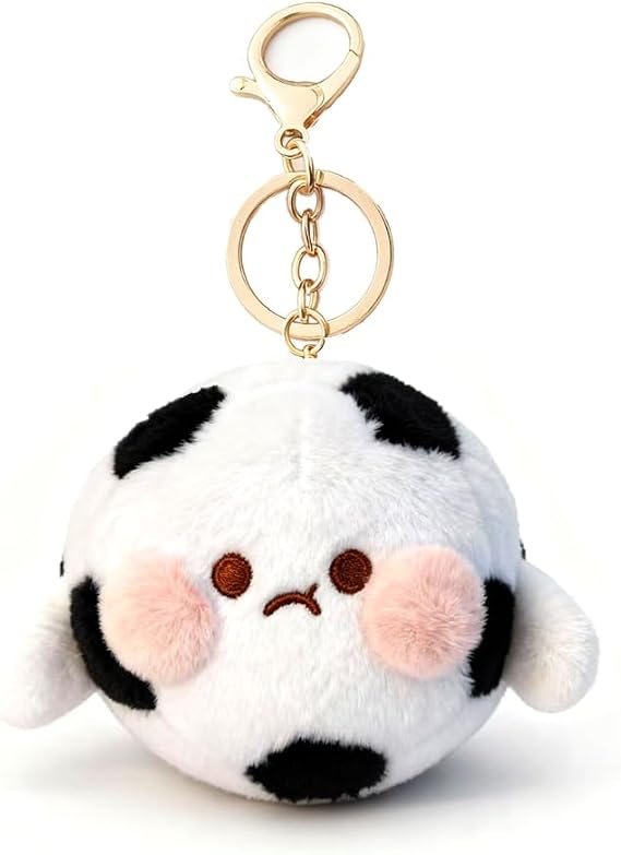 JEWSUN Cute Soccer Stuff keychain Soft Plush Soccer Ball for Backpack