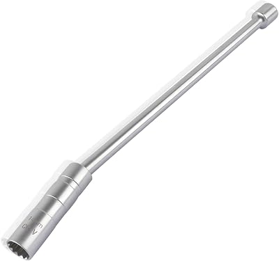 Extended Magnetic Spark Plug Socket - 38 Drive x 12 Swivel Spark Plug Wrench with 12 Point - Professional Car Accessories Spark Plug Removal Tool for Most Vehicles 14mm Long