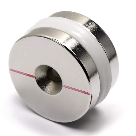 2 Pieces of CMS Magnetics Neodymium Magnets Dia 1.26" x 1/4" Grade N52 w/ #10 Countersunk Hole - 1.9 Times Stronger Than 0.2" Thick Grade N52 Magnet