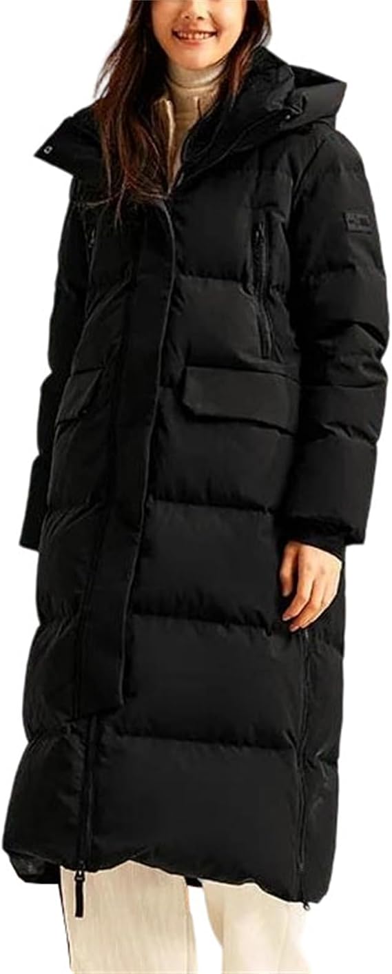 Women's Long Goose Down Jacket Warm Outerwear Coat Lightweight Puffer Long Length Cold Weather Winter Clothing