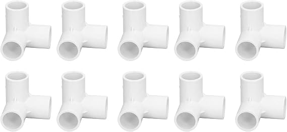 10PCS 3 Way Pipe Fittings PVC Plastic Right Angle Tee Corner Connector 20mm Inner Diameter (White)