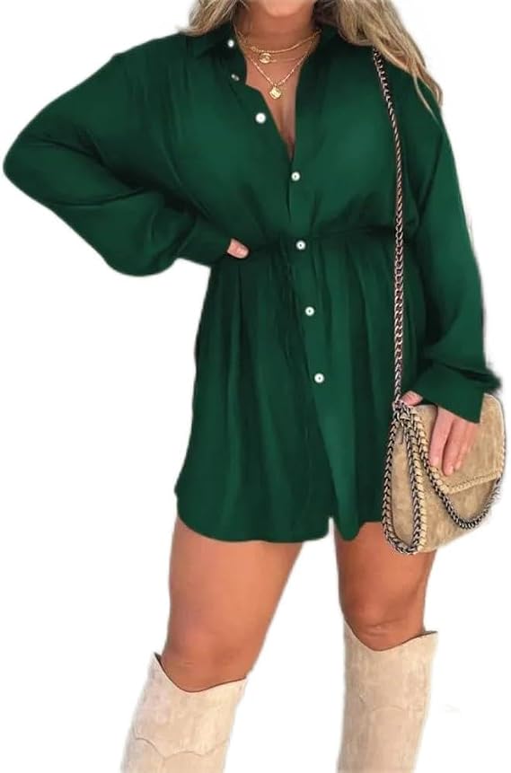 2023 New Satin Covered Nights Romper Dress, Satin Button Up Night Romper Dress Set With Shorts, Long Sleeve