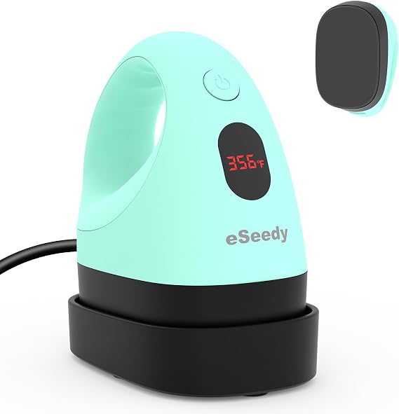 eSeedy Mini Heat Press Machine, 3 Heat Settings& Fast Heating, 15 Mins Auto-Off, Insulated Safety Base, Mini Iron for Crafting, T Shirts, Hats, Heating Transfer Projects (Green)