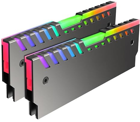 2Pcs RGB RAM Heatsink DDR DDR3 DDR4 Memory Radiator Vest Cooling Heat Spreader Cooler for Desktop PC Computer Gaming Overclocking