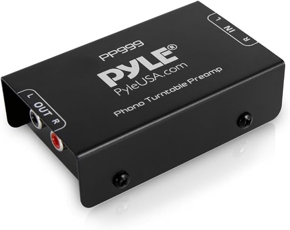 Pyle Phono Turntable Preamp - Mini Electronic Audio Stereo Phonograph Preamplifier with RCA Input, RCA Output & Low Noise Operation Powered by 12 Volt DC Adapter - PP999