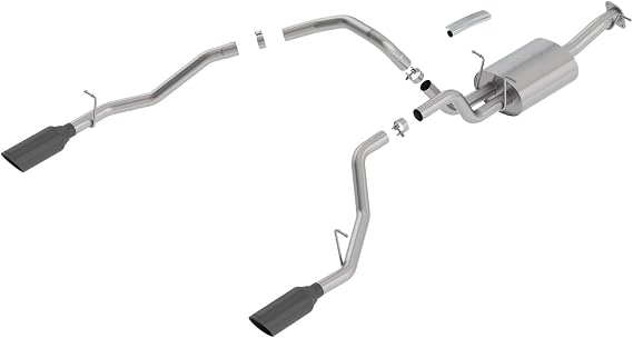 BORLA 140753BC Cat-Back Perf. Exhaust System for 2019-2023 Ram 1500 V8 (Incl. E-Torque) (Exc. Classic) T-304 Stainless Steel ATAK Sound Dual Split Rear Exit Single 5" Round Black Chrome Tips Each Side