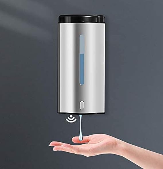 PAOOPA Electric Soap Dispenser,Wall Mounted Stainless Steel Touchless Auto Hand Soap Dispenser for Bathroom Kitchen Hotel Restaurant