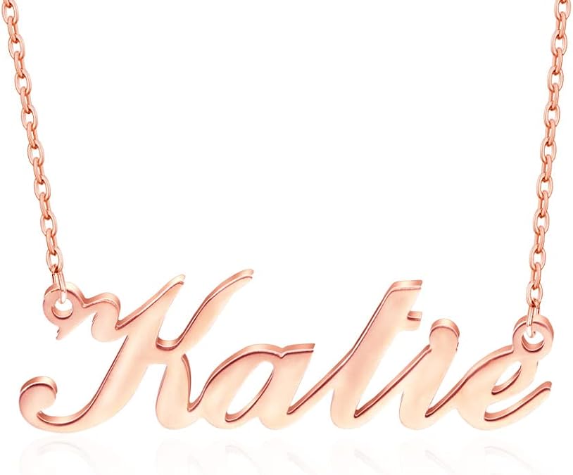 Dreamdecor Name Necklace Personalized, Sterling Silver Custom Nameplate Necklace Charm Jewelry Gift for Women