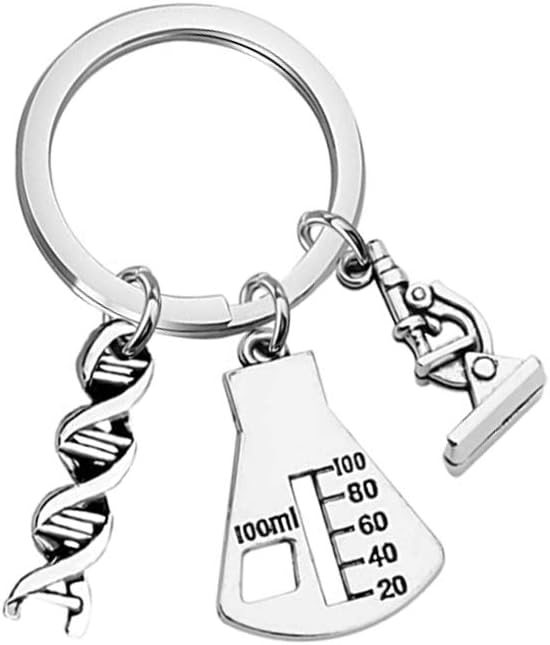SaiDian Microscope Chemistry Laboratory Keychain for Science Lovers | Scientist Physicist Chemist Graduation Charm,for Biology Enthusiasts