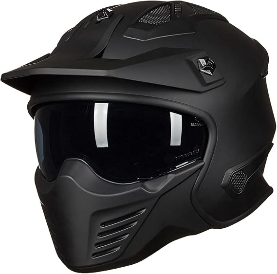 ILM Open Face Motorcycle 3/4 Half Helmet for Dirt Bike Moped ATV UTV Motocross Cruiser Scooter DOT Model 726X (Matte Black,M)