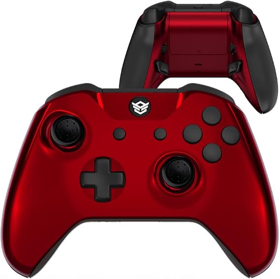 HEXGAMING ブレード バックボタン2個 & 交換可能なサムスティック&トリガーストップ 改造コントローラー Xbox Series X & Sに対応 - クロムレッド ブラック - バッテリーは含まれません