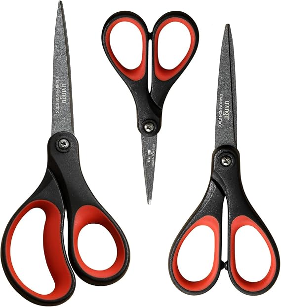 LIVINGO Titanium Scissors Set -Sharp Non-Stick Blades, Includes 5", 7", 8"