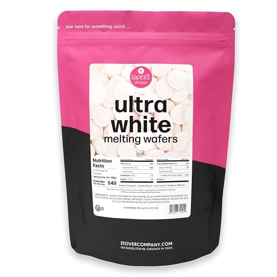 Sweet Shoppe Ultra White Melting Wafers, Ultra White Chocolate Flavored Melting Wafers for Dipping, Baking and Chocolate Fountaints, Easy to Melt (Ultra White, 5 pounds)