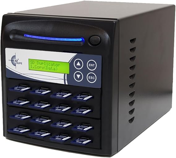 EZ DUPE 1 to 15 SD Duplicator - 2GB/Min - Multiple Secure Digital & MicroSD SDHC SDXC Micro Flash Drive Memory Card Standalone Copier & Eraser/Sanitizer - at copy speed up to 35mb/Sec (SD15-SSP)