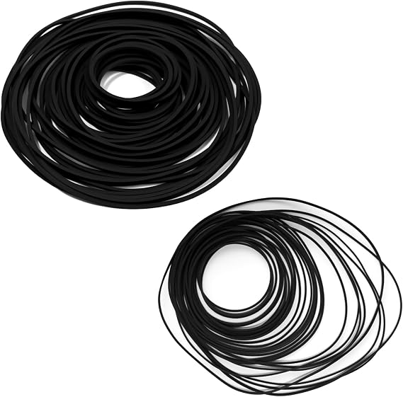 80 Pcs Cassette Player Belts Replacement Kit, Mixed Flat Rubber Belts for Recorder Repair and Maintenance, Audio Tape Machine Drive Belts in Multiple Sizes (Width 0.7mm & 1mm)