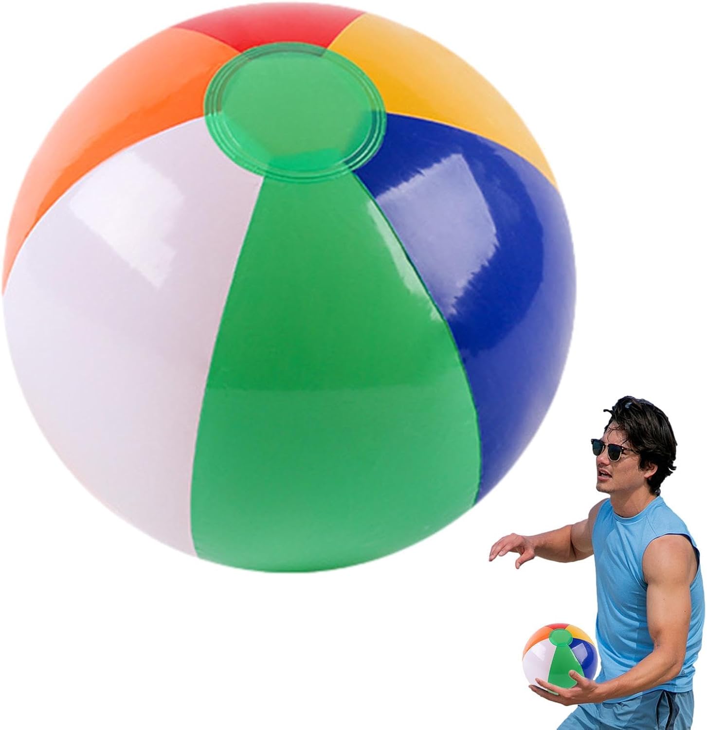 Rainbow Inflatable Ball - Beach and Pool Toy Set, Outdoor Inflatable Water Ball Toy | Colorful Interactive Beach Ball for Kids, Water Playing Ball for Playground, Swimming Pool Party Fun