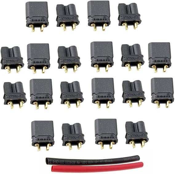 10 Pairs XT30 Connector Male Female Amass XT30U Plug Black with Heat Shrink for RC Battery