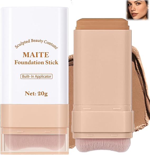 Foundation Stick With Brush, Medium Tan Cream Make-Up, 20 g, Dual-Ended