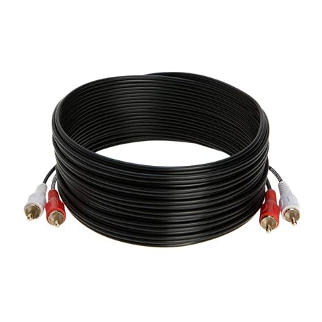 WireZee 2RCA to 2RCA Stereo Audio 25FT Cable - RCA Male to Male Cord for TV, Amplifier, Speaker, DVD, Home Theater, Hi-Fi Sound System Dual RCA Subwoofer Cable Gold-Plated Connectors
