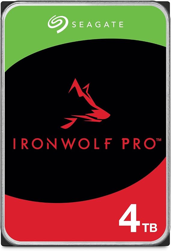 Seagate IronWolf Pro, 4 TB, Enterprise NAS Internal HDD CMR 3.5 Inch, SATA 6 Gb/s, 7,200 RPM, 256 MB Cache for RAID Network Attached Storage (ST4000NT001) | 7200 RPM drive with CMR technology and 24x7 performance for RAID, NAS systems and AI model training