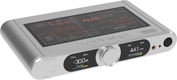 TOPPING DX9 DAC & Headphone Amplifier, AK4499EQ Flagship DAC, Hi-Res Audio, USB/AES/IIS/BT Inputs, RCA/XLR Balanced Outputs, 6-Channel Discrete NFCA, Remote Control Decoder (DX9-Silver)