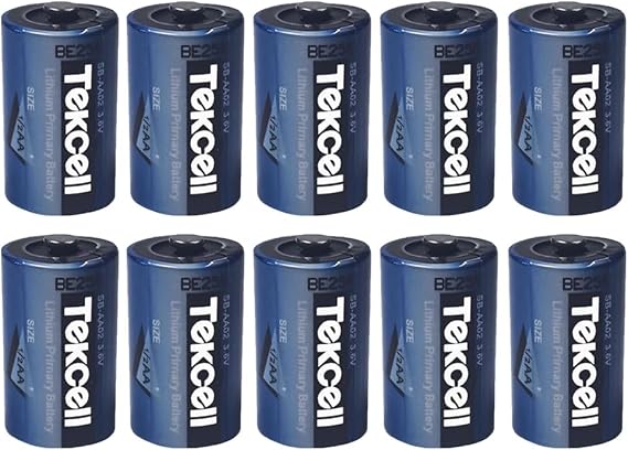 MEELER 10 PCS 3.6V 1200mAh SB-AA02 Lithium Battery for Tekcell SB-AA02 3.6V 1/2AA Non Rechargeable (No Plug)