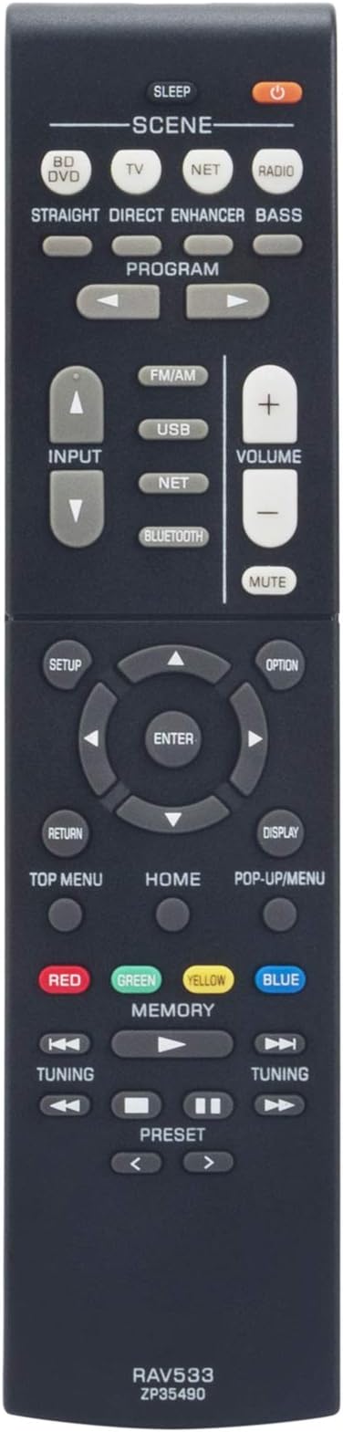 RAV533 ZP35490 Replacement Remote Control Fit for Yamaha Stereo AV Receiver