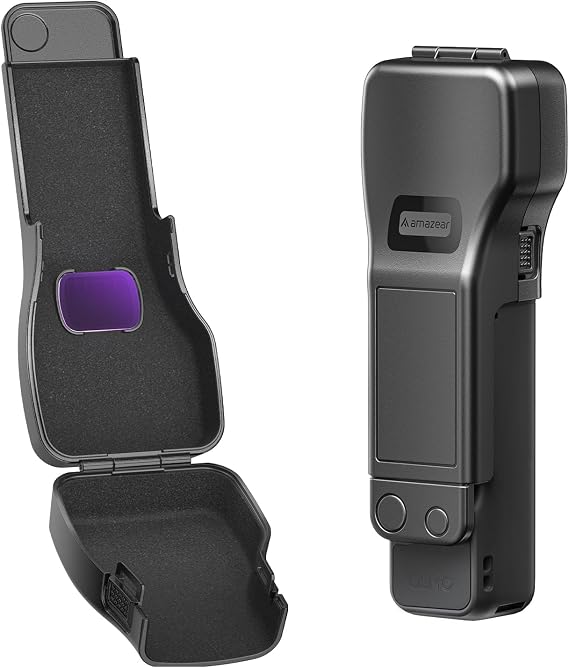 AMAZEAR Gimbal Screen Protective Cover for DJI OSMO Pocket 4/3/Xtra Muse, Pocket4 Accessories Portable Lens Cap Hard Case with Soft Lining for Carry/Protection/Storage, Quick Open/Close, Black