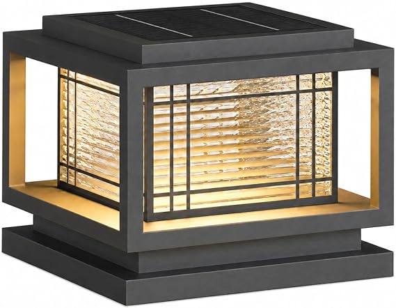 Outdoor Solar Outdoor Column Lights Modern Post Caps Light Aluminum IP65 Waterproof Pillar Light Square Landscape Column Lamp for Patio Posts Flat Surface Garden Decoration Post Lanterns