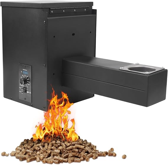 Pellet Smoker Hopper Assembly Kit, Wood Pellet Maker Pellet Hoppers for Smokers, 25.59 * 13.77 * 11.02 In Pellet Barbecue Smokers for BBQ Grill Smoke Bake Roast (Knob Type)
